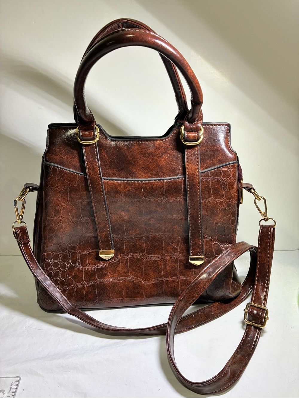 Ecosse Faux Leather Bag Gold Accents